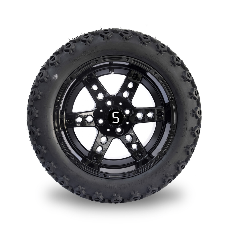 점 14 인치 골프 카트 바퀴 및 타이어 22x10-14 All Terrain 해설은 6개 스포크를 검게합니다
