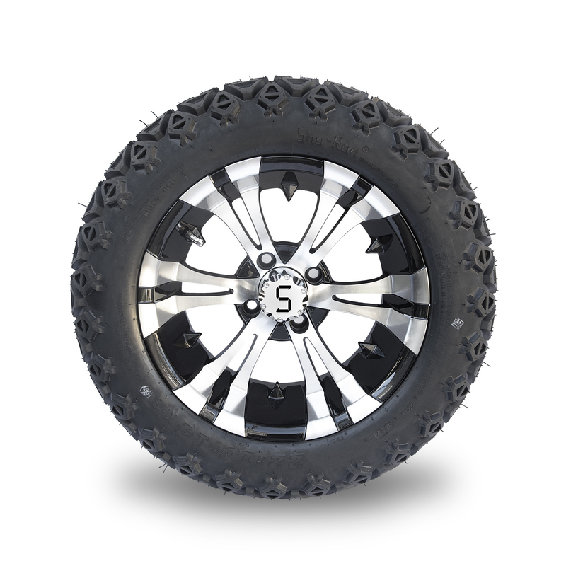 기계가공된 해설 검은 14 인치 골프 카트는 22x10-14 All Terrain 점을 움직이고 지치게 합니다