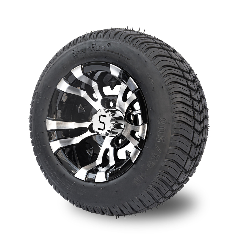 10 인치 골프 수레 바키와 205/50-10 도트 거리 타이어 캄보 -25 벌충 4x4 볼트 (101.6mm)
