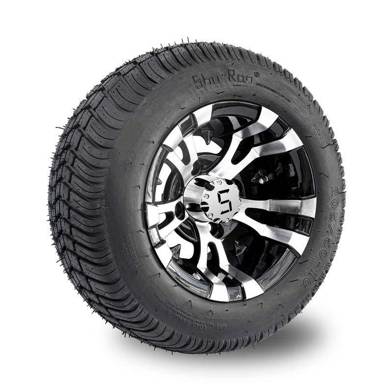 10 인치 골프 수레 바키와 205/50-10 도트 거리 타이어 캄보 -25 벌충 4x4 볼트 (101.6mm)