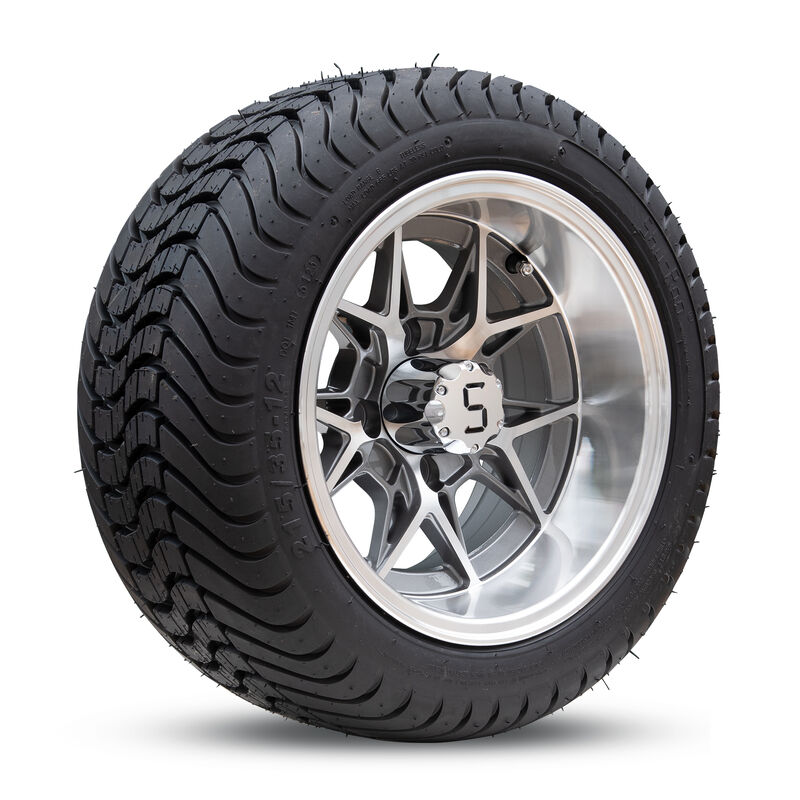 12 인치 골프 카트 바퀴와 타이어 S 센터 캡과 크롬 럭 견과류와 함께 구단 자동차에 적합한 Ezgo 야마하 골프 카트