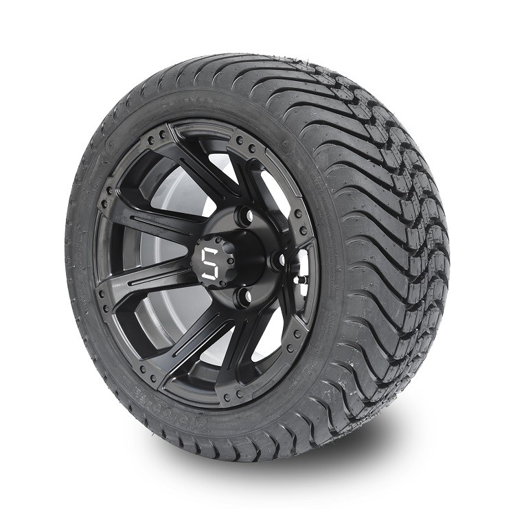 평가된 골프 카트 12 인치 무광택 검정색 바퀴와 215/35-12 거리 타이어 4x4 볼트 패턴 점