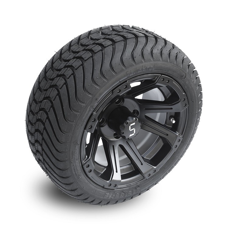 평가된 골프 카트 12 인치 무광택 검정색 바퀴와 215/35-12 거리 타이어 4x4 볼트 패턴 점