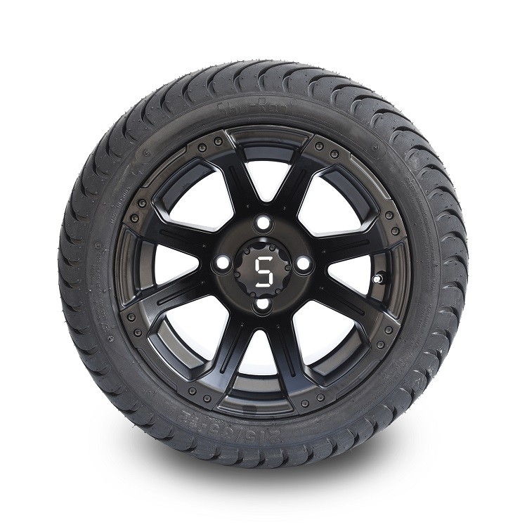 평가된 골프 카트 12 인치 무광택 검정색 바퀴와 215/35-12 거리 타이어 4x4 볼트 패턴 점