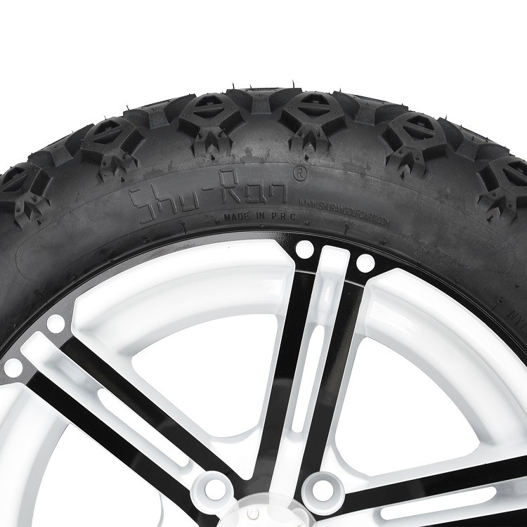 골프 카트 14는 / 백인 림과 22x10-14 All Terrain 타이어를 검게합니다, 휠 너트와 센터 캡이 포함했습니다