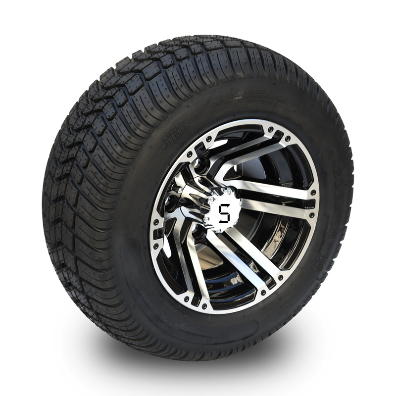 10 인치 골프 수레 바키와 205/50-10 도트 거리 타이어 캄보 -25 벌충 4x4 볼트 (101.6mm)