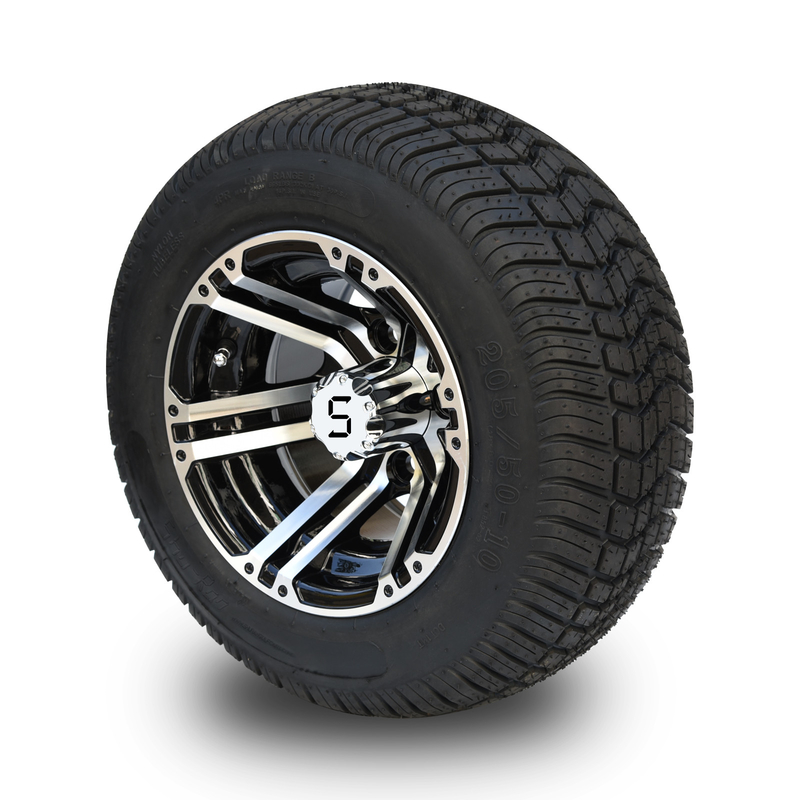 10 인치 골프 수레 바키와 205/50-10 도트 거리 타이어 캄보 -25 벌충 4x4 볼트 (101.6mm)